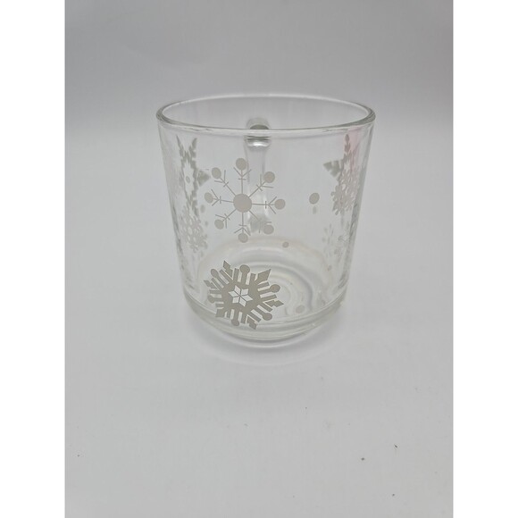 Vinage Luminarc Clear Glass Snowflakes Coffee Mug - Picture 3 of 9